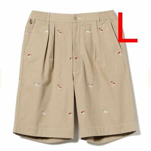 L ベージュ L.L.Bean × BEAMS 別注 Bean's Weekend Embroidery shorts ビームス コラボ L.L.ビーン ショーツ ショート チノ パンツ