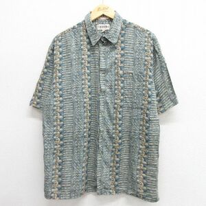 XL/古着 半袖 シャツ メンズ 00s 総柄 レーヨン 薄紺系他 ネイビー 23may09 中古 トップス