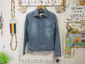 ♪服4912_P6♪ 長袖　ヒッコリーデニムジャケット　10th Anniversary MORGAN HOMME モルガン 日本製 サイズМ Used ～iiitomo～