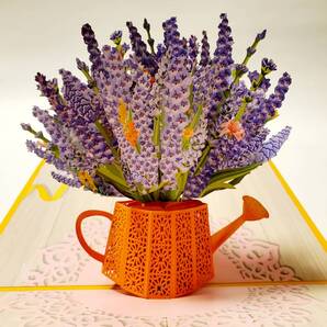 立体カード HANAKO 飛び出すカード ラベンダーB 花のカード グリーティングカード 多目的カード お礼状