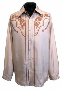  new goods XXL size western shirt 1855 beige BEIGE floral print shirt beautiful . pattern shirt kau Boy rockabilly lock mode visual series 