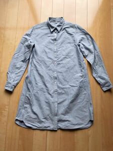 無印良品 ロング丈のコットンシャツ チュニックシャツ 羽織り ワンピース 532-1-37無印 MUJI ブルー L