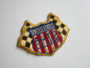 【中古】ビンテージ AUTO CLUB UNITED STATES アメリカ合衆国自動車クラブ チェッカーフラッグ ワッペン/エンブレム 自動車 バイク 127