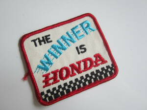 ビンテージ HONDA ホンダ THE WINNER IS HONDA チェッカーフラッグ ワッペン/自動車 バイク レーシング 77