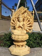 【ケーリーフショップ】極上の木彫 仏教美術 精密彫刻 仏像 手彫り 極上品 千手観音_画像2