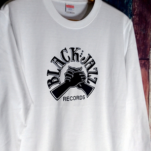 送込 BLACK JAZZ RECORDS ブラックジャズ ロンT 長袖Tシャツ 白 XLサイズの画像1