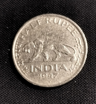 英領インド ジョージ6世 ハーフルピー銀貨 1947_画像2