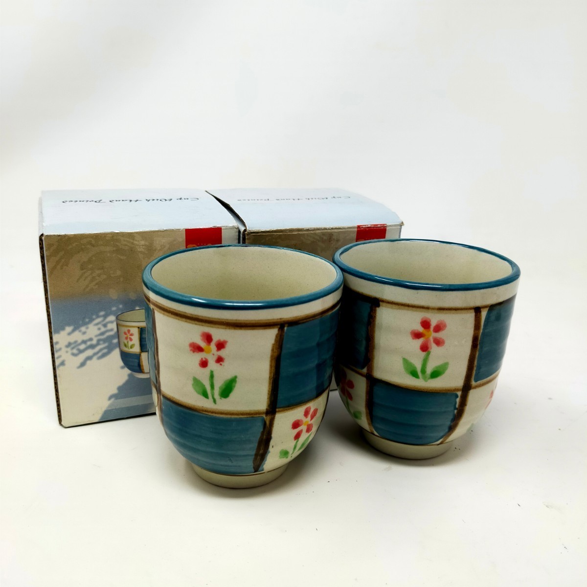 Unused Handwritten Teacup Set, 2 Teacups, Japanese Pottery, Japanese Tableware, S, Tea utensils, teacup, Set of 2, Couple drinking tea