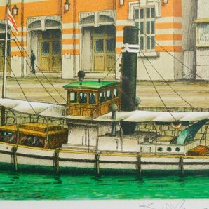 真辺啓介 旧大阪商船 リトグラフ 風景画 高級額装(古径額) w230260の画像6