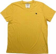 Abercrombie&Fitch ☆ シンプル 淡いカラー◎ 半袖 Vネック Tシャツ イエロー XL アメカジ ストリート 古着 アバクロンビー&フィッチ■I263_画像2