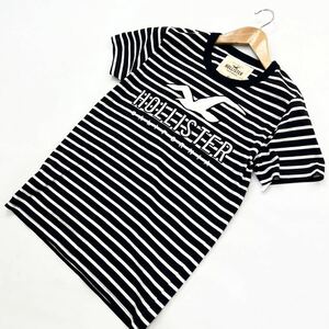 HOLLISTER ☆ 爽やかな定番◎ ブラック ホワイト ボーダー Tシャツ メンズ XS 春夏 スタイリッシュ アメカジ ストリート ホリスター■S1580