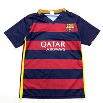 FCB ☆ FCバルセロナ スアレス レプリカ ユニフォーム ゲームシャツ Tシャツ S相当 ネイビー バーガンディ サッカー QATAR AIRWAYS■DA223_画像2