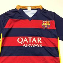 FCB ☆ FCバルセロナ スアレス レプリカ ユニフォーム ゲームシャツ Tシャツ S相当 ネイビー バーガンディ サッカー QATAR AIRWAYS■DA223_画像4