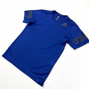 adidas ☆ 背中メッシュ◎ 速乾素材◎ ブルー 半袖 Tシャツ S スポーツ サッカー フットサル ランニング トレーニング アディダス■A289