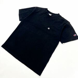 Champion ☆ 古着らしい風合い◎ 刺繍ロゴ 半袖 Tシャツ ブラック M アメカジ ストリート スポーツ 定番 春夏 着回し◎ チャンピオン■K204