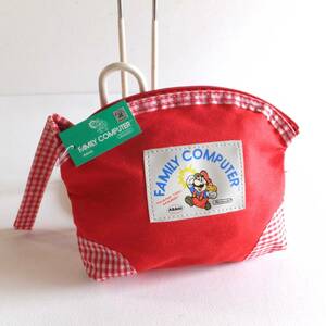 ② super Mario nintendo official that time thing cotton pouch small red red unused cotton material Vintage AS