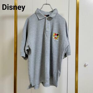 Disney(ディズニー）L/グレー/ポロシャツ
