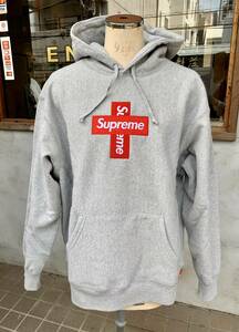 ★未使用★Supreme★Cross Box Logo★Hooded★Sweatshirt★シュプリーム★クロスボックスロゴ★スウェット★パーカー★グレー★サイズ★M★