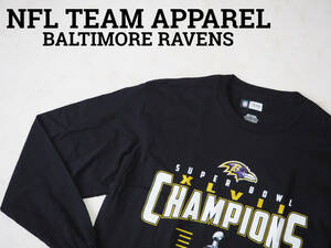 ☆送料無料☆ NFL TEAM APPAREL USA直輸入 古着 長袖 BALTIMORE RAVENS ボルチモア・レイブンズ Tシャツ ロンT メンズ M ブラック 中古