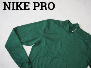 ☆送料無料☆ NIKE PRO ナイキ プロ USA直輸入 古着 長袖 ハイネック NikeFIT Tシャツ メンズ Ｍ グリーン トップス 中古 即決