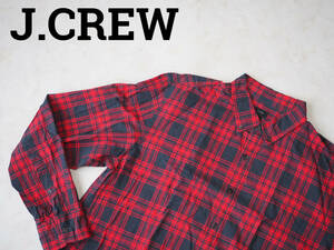 ☆送料無料☆ J.CREW ジェイクルー USA直輸入 古着 長袖 チェック 胸ポケット付き ボタンダウン シャツ メンズ XL レッド トップス 中古 