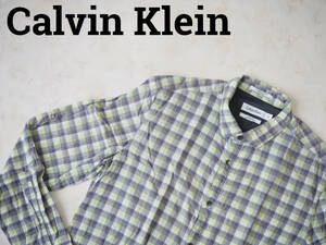 * free shipping * Calvin Klein Calvin Klein USA direct import old clothes long sleeve check Classic Fit shirt men's M Great ps used 