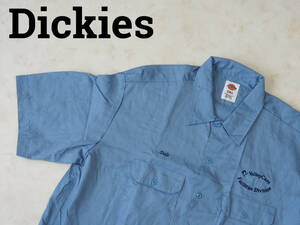 ☆送料無料☆ Dickies ディッキーズ USA直輸入 古着 半袖 袖ワッペン付き ワークシャツ メンズ 2XL ブルー トップス 中古 即決