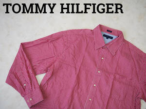 ☆送料無料☆ TOMMY HILFIGER トミーヒルフィガー USA直輸入 古着 長袖 ストライプ 胸ポケット付き レギュラーフィット シャツ メンズ 17