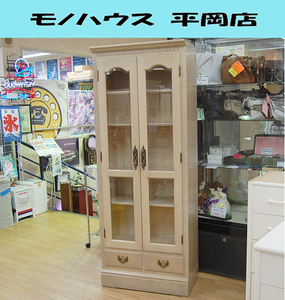  Yokohama Daniel cabinet width 70× inside 40× height 184cm white wood series drawer storage attaching cut glass bookcase cupboard Daniel Sapporo city 