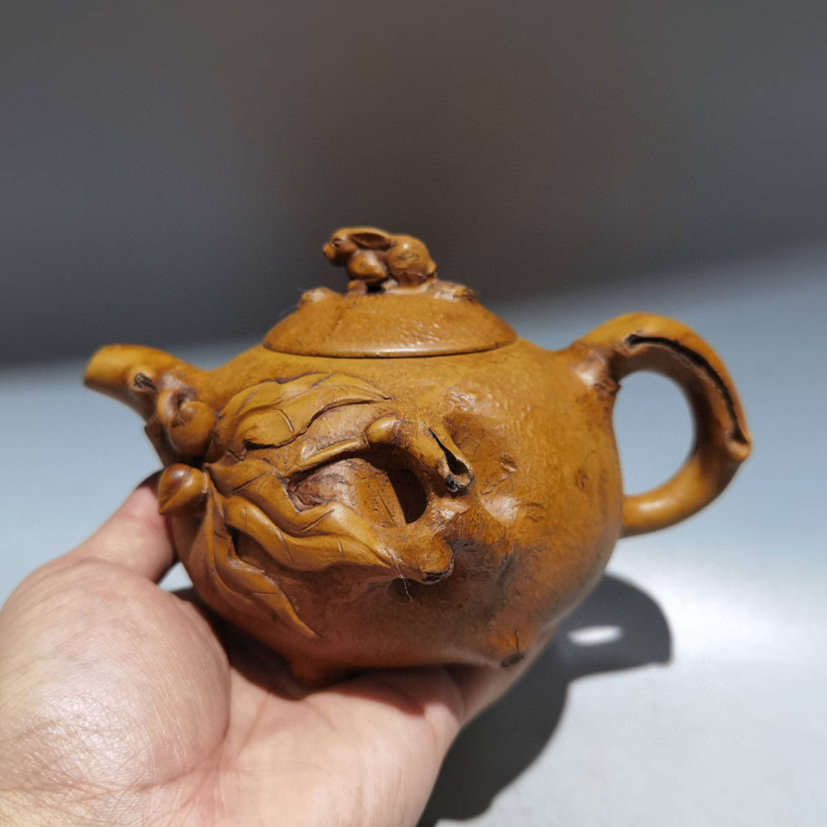 紫砂彫 百変龍魚印花開窗紫砂酒壺 陳鳴遠銘 清時代」陶磁器 急須