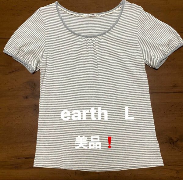 earth レディース　ボーダー Tシャツ　L カットソー 半袖Tシャツ