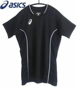 ★asics*サイズSS*半袖Tシャツ*レディース*ブラック*ライン*トップス*カットソー*ウェア*運動*スポーツ*カジュアル*黒*アシックス #5722