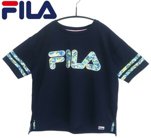 ★FILA*サイズM*半袖Tシャツ*レディース*ネイビー*迷彩柄*丸首*トップス*ウェア*スポーツ*アウトドア*運動*トレーニング*紺色*フィラ #5690