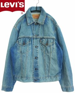 ★Levi's 70505-02*サイズ42(LL相当)*ジージャン*90年代*メンズ*デニムジャケット*Gジャン*上着*アウター*紙パッチ*青*リーバイス #5701