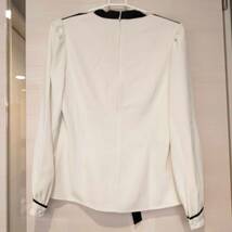 エミリアウィズ フロントリボンブラウス ワイシャツ whiteblack S　しゃるのクローゼット_画像8