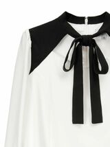 エミリアウィズ フロントリボンブラウス ワイシャツ whiteblack S　しゃるのクローゼット_画像9