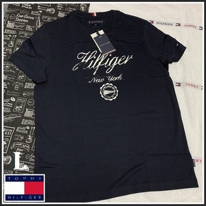 ビンテージ仕上げのグランジプリントTシャツ ネイビー　Lサイズ　TOMMY HILFIGER #ngTOMMY