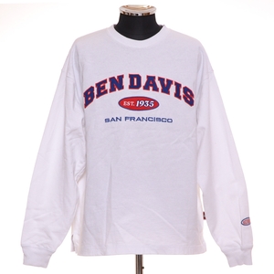 ●465750 BEN DAVIS ベンデイビス ●カレッジロングTシャツ 長袖 ロンT ロゴワッペン C-2380915 サイズM ヘビーウェイト メンズ ホワイト