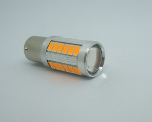 ＜LEDS02Y-004＞ 高輝度プロジェクターLED　33表面実装 LED chip 　アンバー /オレンジ色 シングル球 (BA15s) ウインカー用