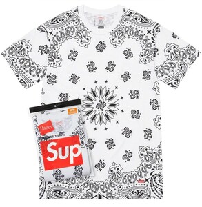 Supreme Hanes Bandana Tagless Tees 2 Pack　シュプリーム　ヘインズ　バンダナ タグレス Tシャツ 2 パック　白　S　オンライン購入