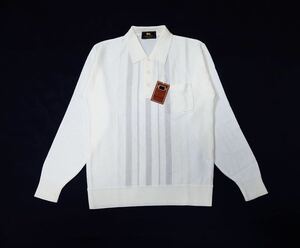 (未使用) SPREAD WINGS // 麻混 長袖 ニット ポロシャツ (オフホワイト系)サイズ M
