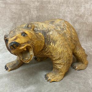 勝峰 木彫り 熊 熊の人形 置物 伝統工芸品 木彫りの熊 飾り インテリア 高さ約23cm 迫力 希少 縁起物 奈良発 直接引き取り可