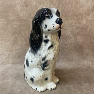 コッカースパニエル 陶器 置物 磁器 飾り 犬 インテリア おすわり 可愛い 高さ約30cm 現状品 玄関 お庭 ガーデニング 現状品