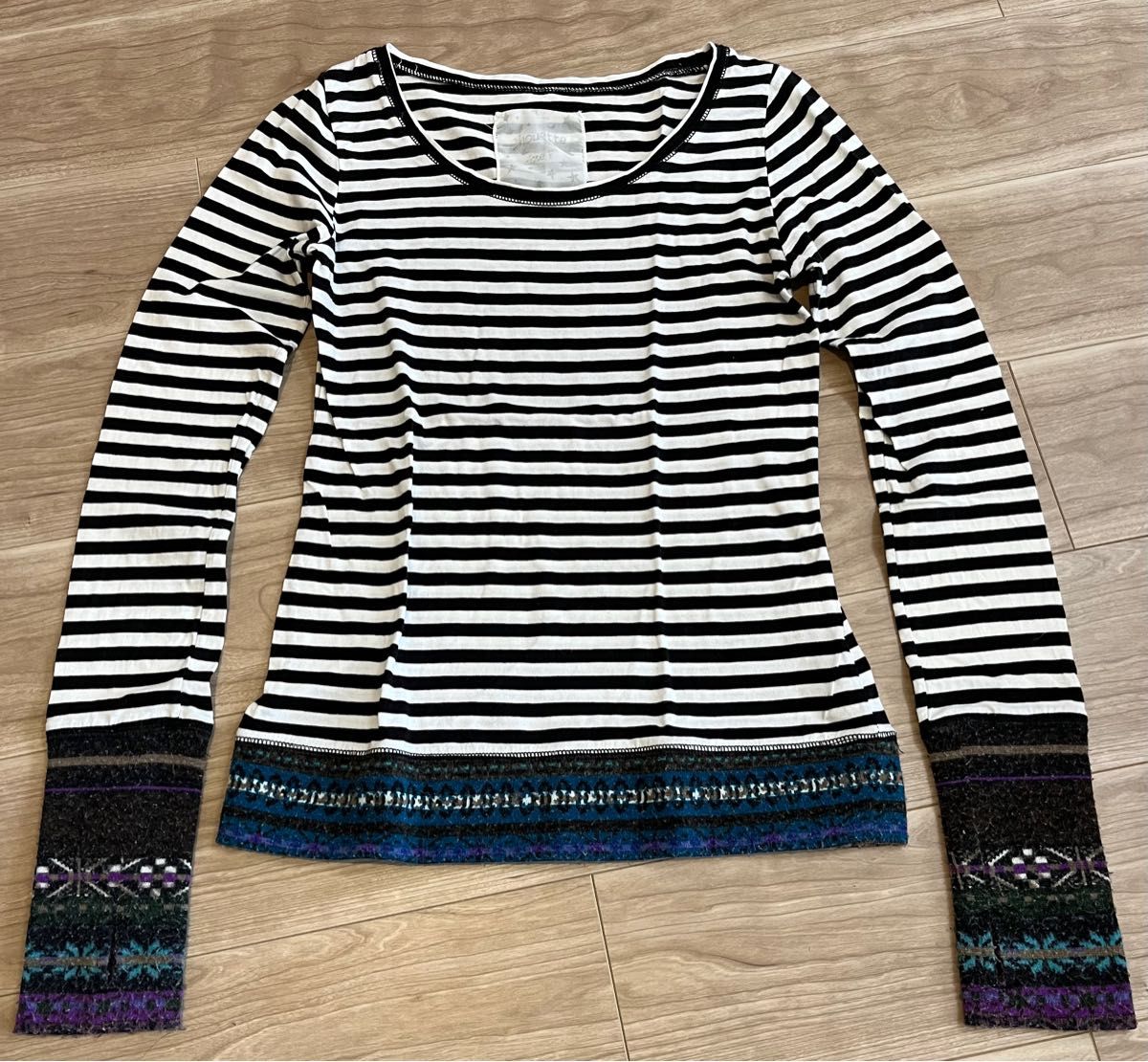 ボーダーロングTシャツ／長袖／指ぬき