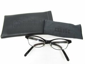 [即日発送] CRADLE クレイドル 眼鏡 51□15-140 C-1 BK No.7 サングラス アイウェア フォックス型 黒 ブラック レンズ:クリア ケース付 331