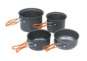 monomania アルミクッカー 調理器具 収納袋付き アウトドア キャンプ BBQ 鍋 食器 4点セット