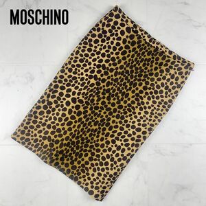 美品 Moschino モスキーノ アニマル柄 膝丈タイトスカート 裏地あり レディース ボトムス キャメル 茶色 サイズM*DC39