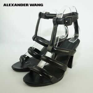 alexanderwangアレキサンダーワン 35 1/2 22.5 サンダル アンクルストラップ レザー 黒 ブラック/DC32