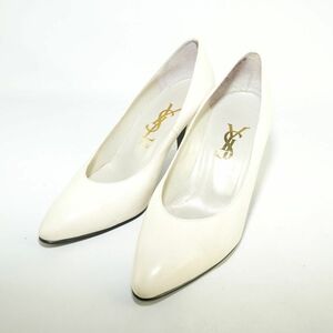 Yves Saint Laurent イヴサンローラン 35 22.0 パンプス ヒール ポインテットトゥ レザー 白 ホワイト/DC96