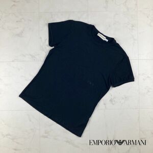 EMPORIO ARMANI エンポリオ アルマーニ ストレッチ ポイント刺繍 クルーネック 半袖Tシャツ レディース 黒 ブラック サイズXL*DC464